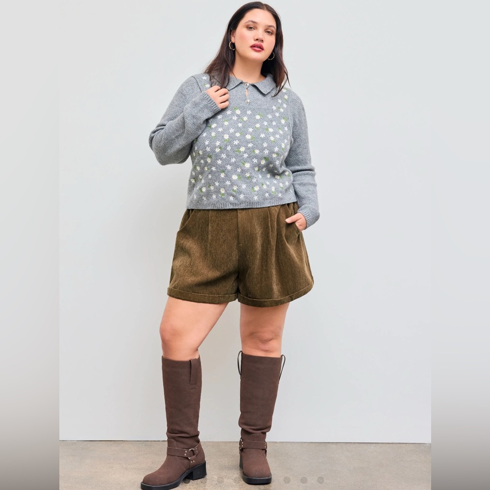 Cider Brown Corduroy Women Shorts